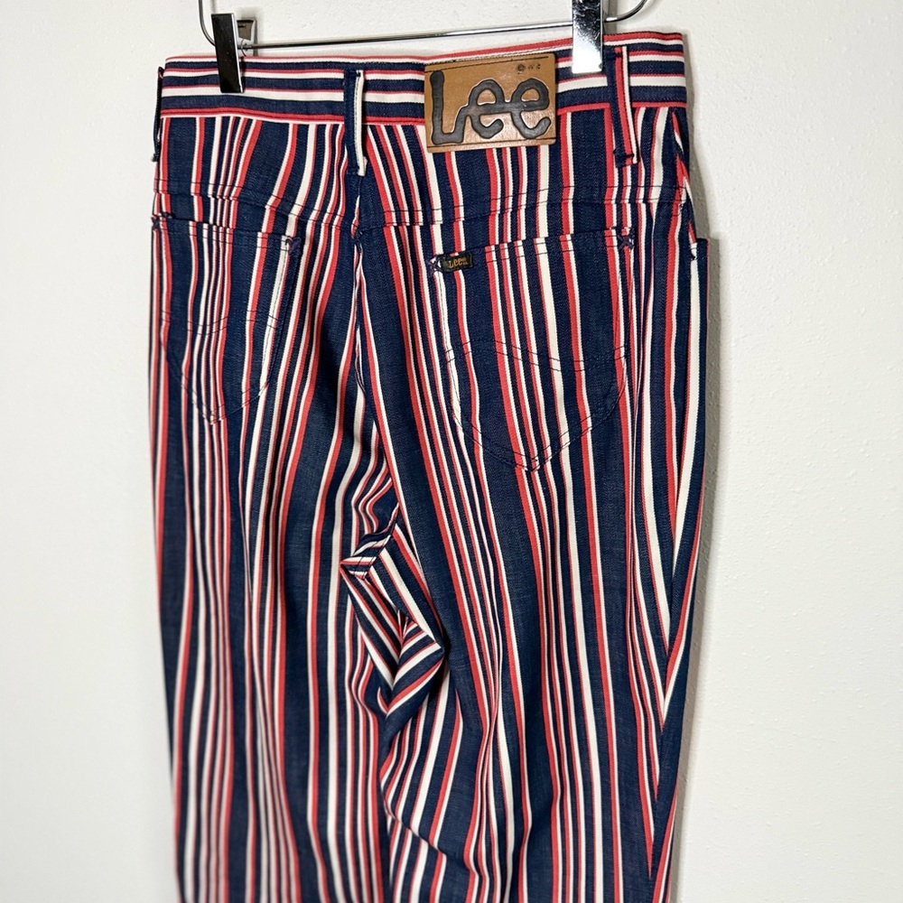 Vintage Lee USA Striped Pants Red White Blue High Rise Straight Leg - Picture 4 of 11